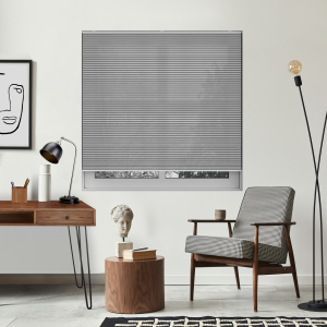 Free Hanging Vexia Vintage Grey Pleated Honeycomb Blind Bottom Up Closed