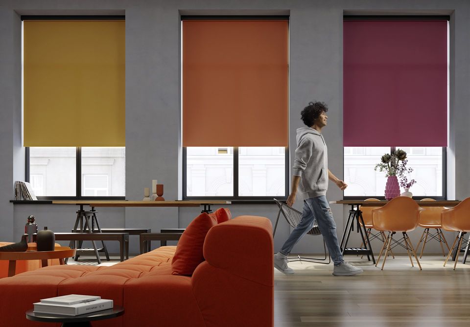 Modern made-to-measure roller blind in contemporary UK home