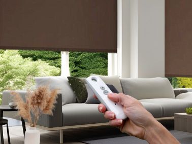 Brown Electric Roller Blind