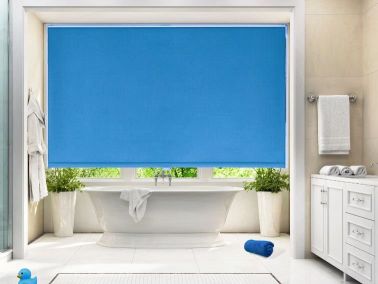 blue bathroom blind