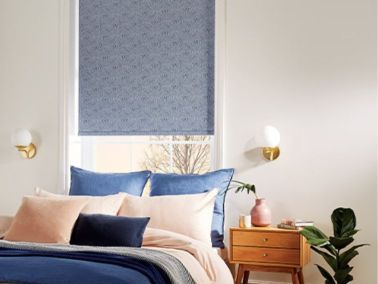 Blue patterned blind
