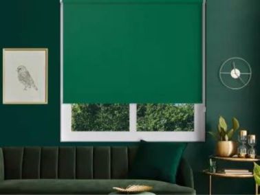 Dark green roller blinds