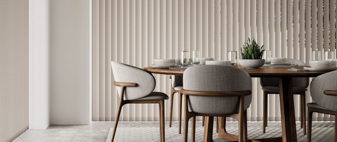 beige vertical blinds 