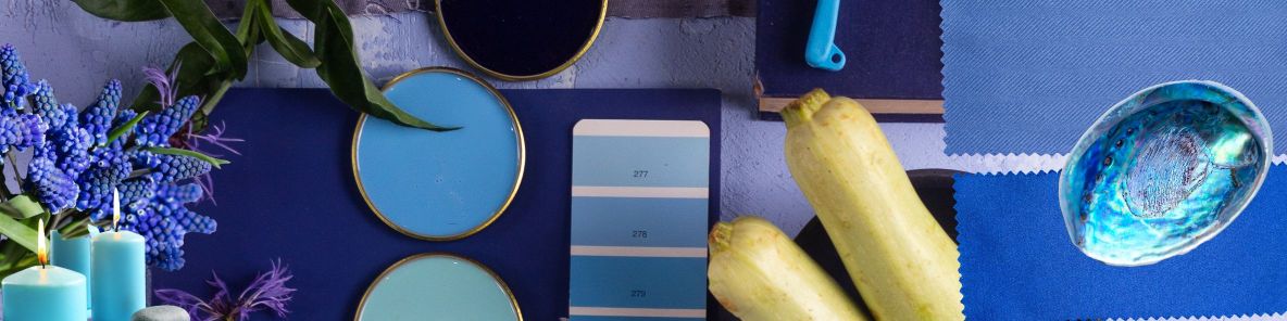 Blue blinds mood board