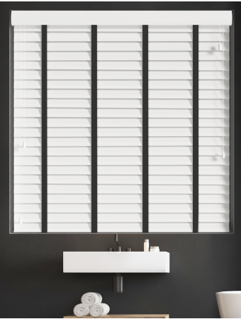 True White Faux Wood with Jet Tape