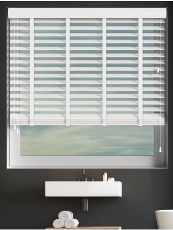 True White Wood Grain Faux Wood with Cotton Tape