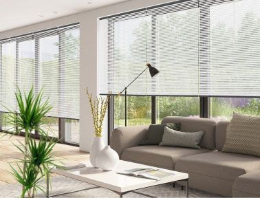 white venetian blinds
