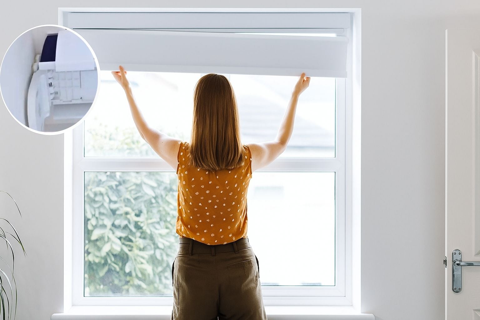 Cove Cream No-Drill Roller Blind — blackout textured cream fabric fitted using Grip Fit® brackets inside window recess.