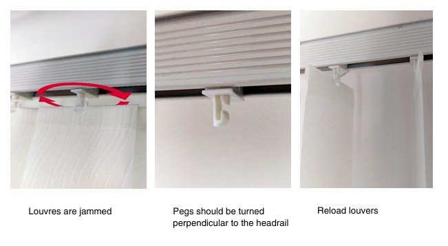 louvres wont rotate on vertical blind headrail trouble shooting