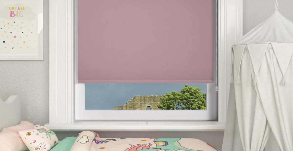 Bedtime Pastel Pink No Drill Roller Blind