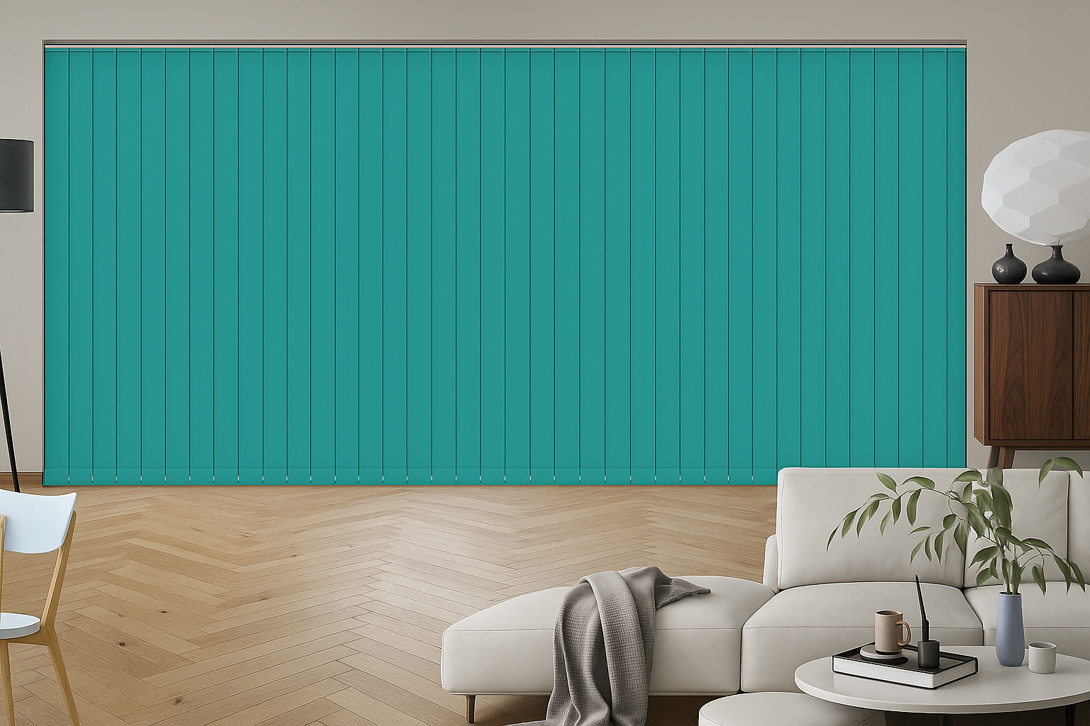 Luxe teal replacement vertical slats — a refreshing update for your blinds