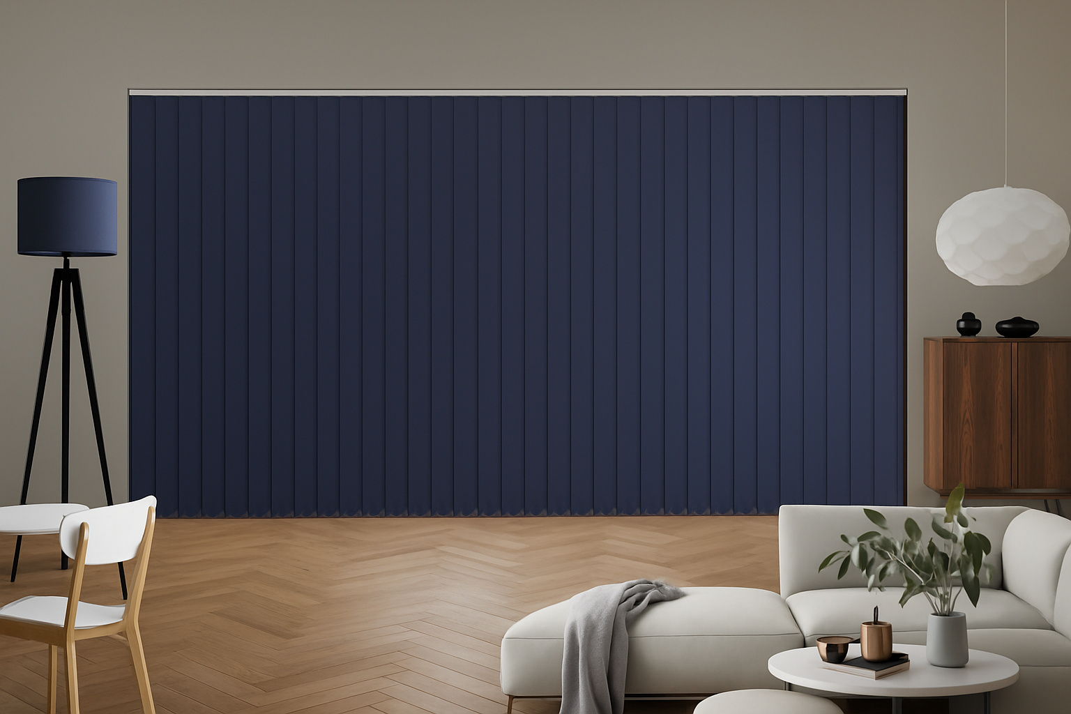Origin indigo replacement vertical slats — bold colour for stylish spaces